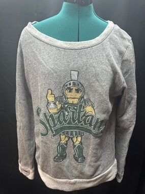 Spartans Graphic Off-Shoulder Sweatshirt - Gray